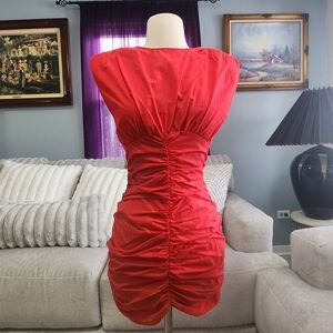 Elegant Red Ruched Dress
